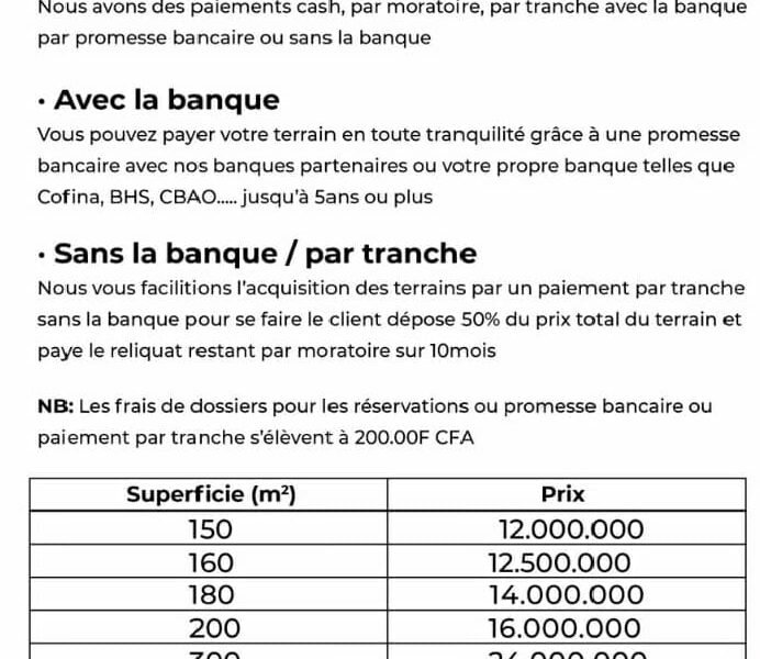 Terrain A vendre Dakar Titre Foncier Individuel - 150 m²
